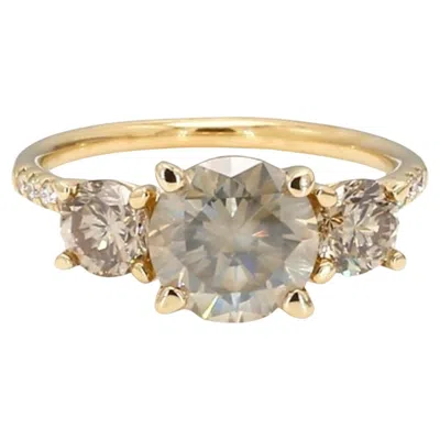 Pre-owned Bochic “vintage” Fancy Chocolate, Greenish 3 Diamond 18k Rose Gold Ring In Red