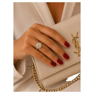 Pre-owned Bochic “vintage” Fancy Chocolate, Greenish Diamond 18k Rose Gold Halo Ring In Red