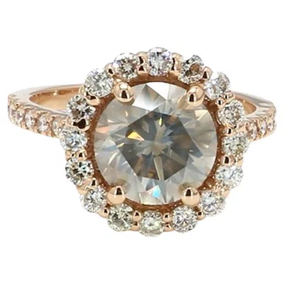 Pre-owned Bochic “vintage” Fancy Chocolate, Greenish Diamond 18k Rose Gold Halo Ring In Red