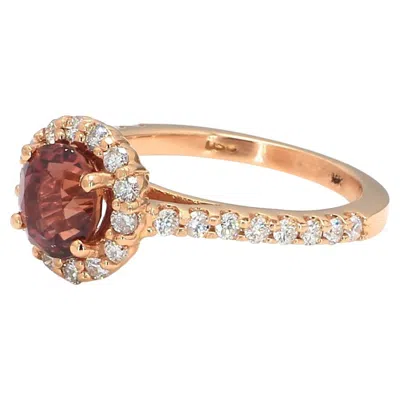 Pre-owned Bochic Vintage Red Sapphire & Diamond Cluster Ring Set In 18k Yellow Gold