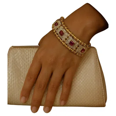 Pre-owned Bochic “vintage Retro” Natural Rubies & Diamonds Set In 18k Gold & Silver In Multi