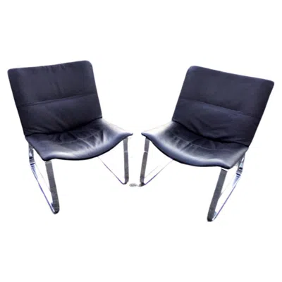 Pre-owned Boconcept Vintage Modern Leather And Steel  Jet Chair In Black
