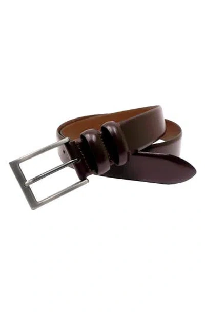 Boconi Double Loop Leather Belt In Burgundy