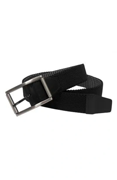 Boconi Reversible Elastic Braid Feather Edge Belt In Black/grey