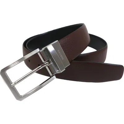 Boconi Reversible Embossed Leather Belt In Brown