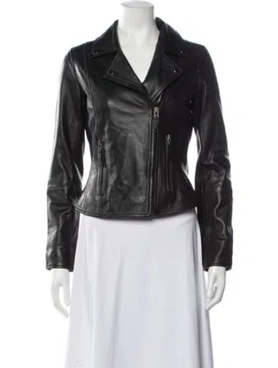 Pre-owned Bod & Christensen Leather Biker Jacket In Black