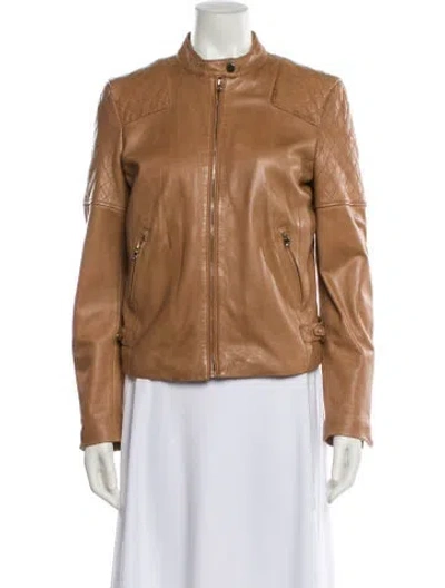 Pre-owned Bod & Christensen Leather Biker Jacket In Brown
