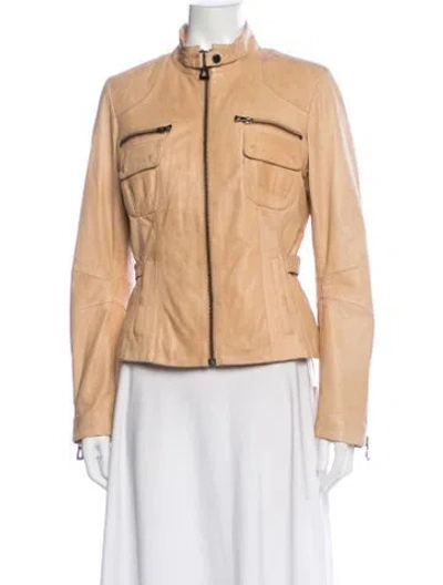 Pre-owned Bod & Christensen Leather Biker Jacket In Brown
