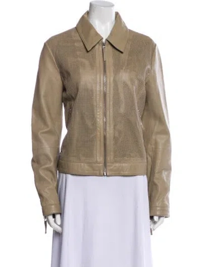 Pre-owned Bod & Christensen Leather Biker Jacket In Neutral