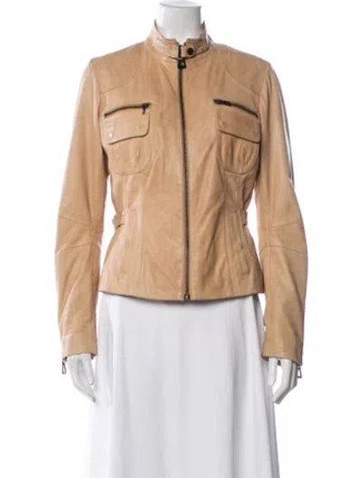 Pre-owned Bod & Christensen Leather Biker Jacket In Neutral