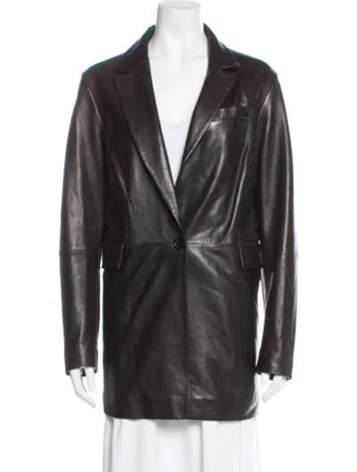 Pre-owned Bod & Christensen Leather Biker Jacket W/ Tags In Gray