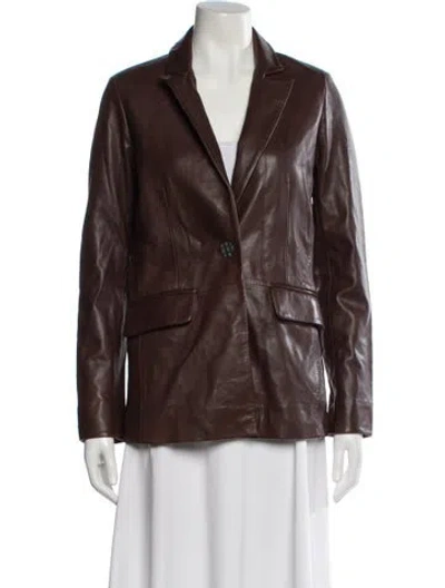 Pre-owned Bod & Christensen Leather Blazer In Brown