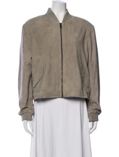 Pre-owned Bod & Christensen Leather Bomber Jacket In Neutrals