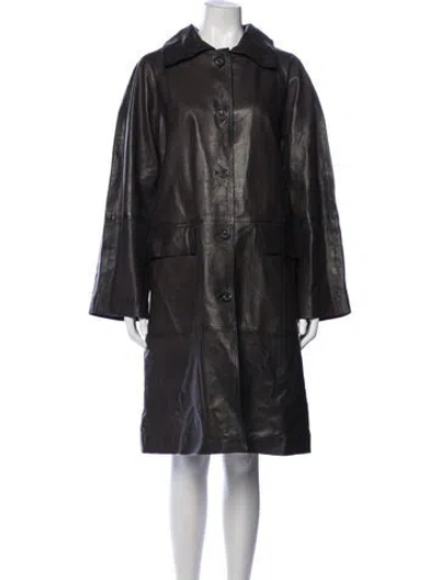 Pre-owned Bod & Christensen Leather Coat In Brown