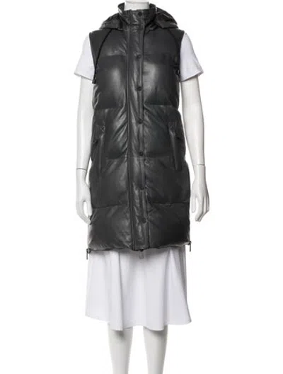 Pre-owned Bod & Christensen Leather Down Coat In Grey