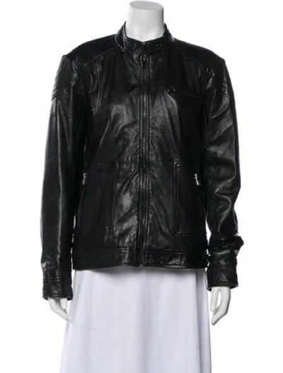 Pre-owned Bod & Christensen Leather Jacket In Black