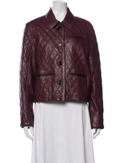 Pre-owned Bod & Christensen Leather Jacket In Burgundy