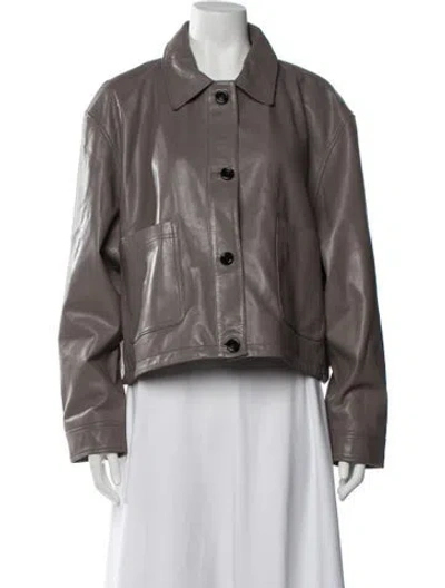 Pre-owned Bod & Christensen Leather Jacket In Grey