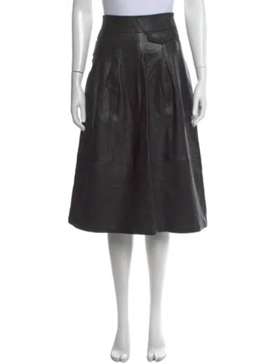 Pre-owned Bod & Christensen Leather Knee-length Skirt In Black