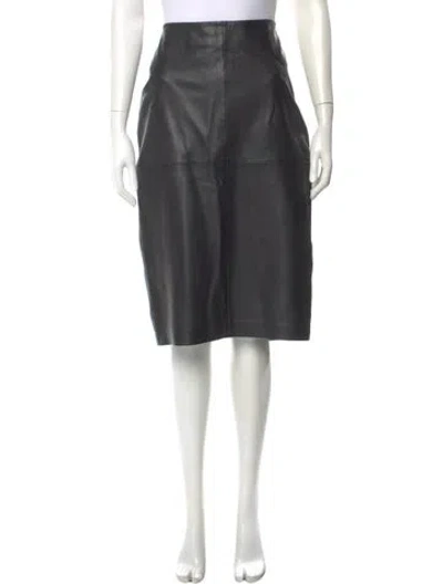 Pre-owned Bod & Christensen Leather Knee-length Skirt W/ Tags In Gray