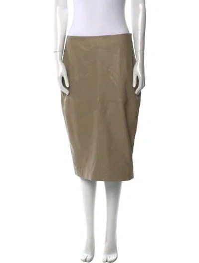 Pre-owned Bod & Christensen Leather Knee-length Skirt W/ Tags In Neutral
