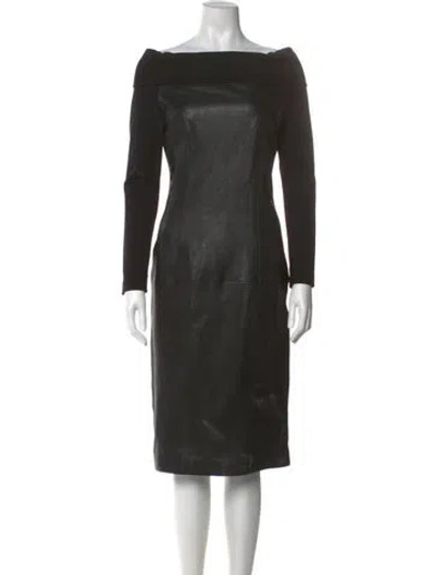 Pre-owned Bod & Christensen Leather Midi Length Dress In Black