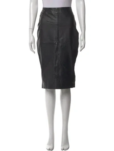 Pre-owned Bod & Christensen Leather Midi Length Skirt In Black