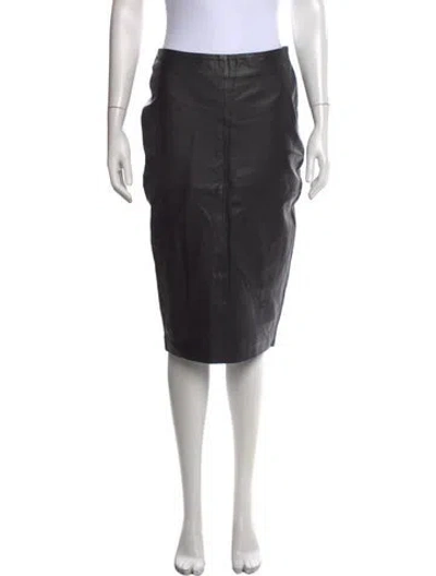 Pre-owned Bod & Christensen Leather Midi Length Skirt In Black