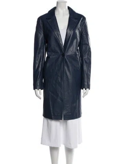 Pre-owned Bod & Christensen Leather Trench Coat In Blue
