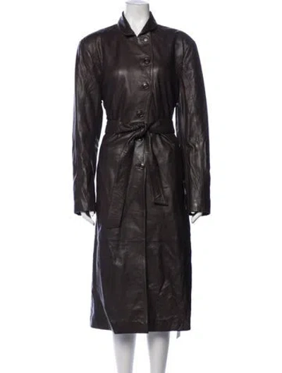 Pre-owned Bod & Christensen Leather Trench Coat In Brown