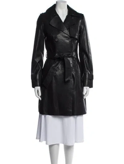 Pre-owned Bod & Christensen Leather Trench Coat W/ Tags In Black