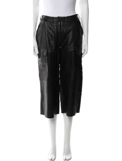 Pre-owned Bod & Christensen Leather Wide Leg Pants In Black