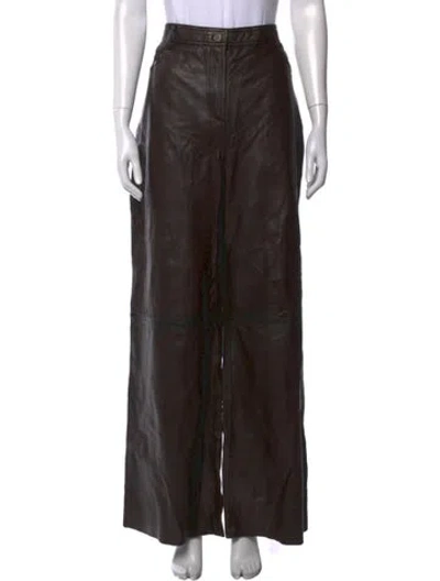 Pre-owned Bod & Christensen Leather Wide Leg Pants In Brown