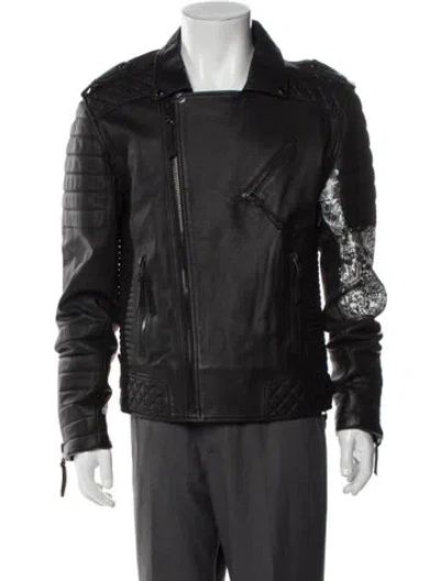 Pre-owned Boda Skins Lamb Leather Moto Jacket In Black