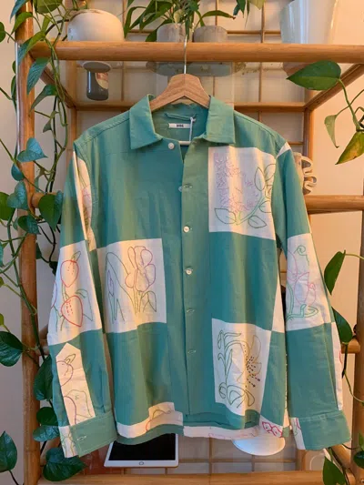 Pre-owned Bode - Botanical Patchwork Cotton Shirt (s/m) In Green