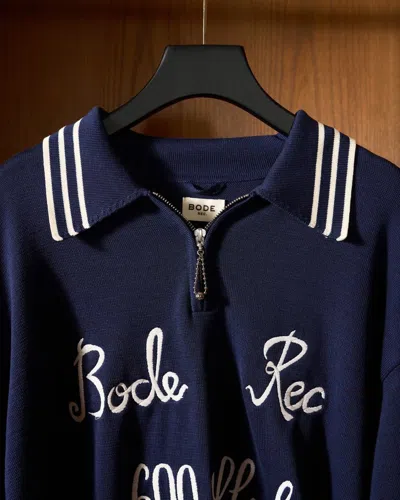 Pre-owned Bode 760usd Club Long-sleeved Polo - Navy In Blue
