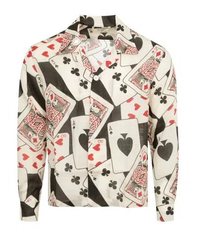 Bode Ace Of Spades-print Long-sleeve Shirt In White