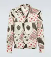Bode Ace Of Spades Printed Ramie Shirt In White Multi