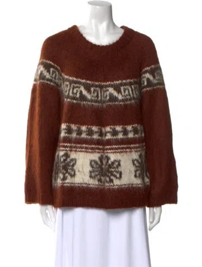 Pre-owned Bode Alpaca Printed Sweater In Brown