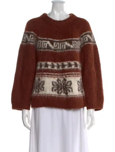 Pre-owned Bode Alpaca Printed Sweater In Brown