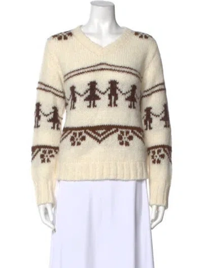 Pre-owned Bode Alpaca Printed Sweater In Neutral