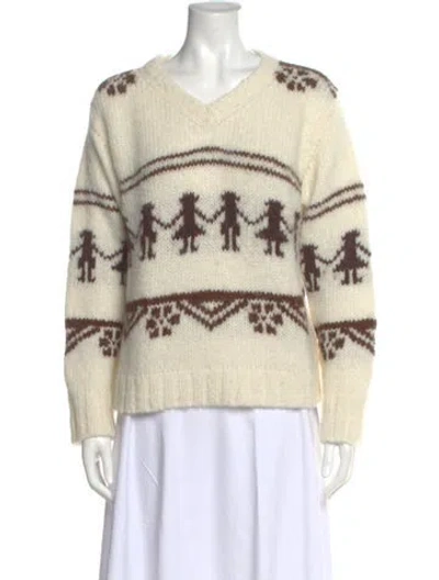 Pre-owned Bode Alpaca Printed Sweater In Neutral