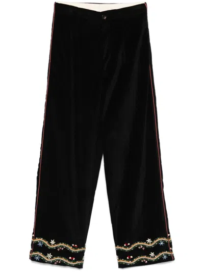 Bode Alpineflower Murray Trousers In Bkmlt Black Multi