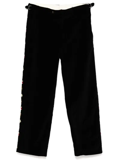 Bode Alpineflower Trousers In Black