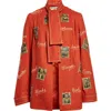 Bode Alumni Embroidered Wool Blend Jacket In Red Multi