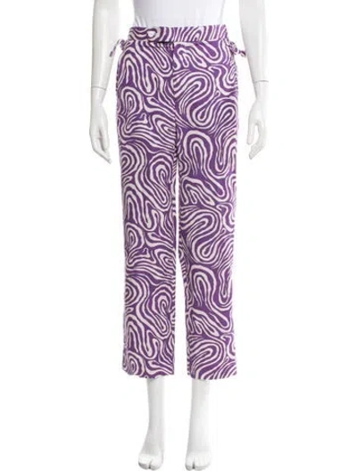 Pre-owned Bode Animal Print Wide Leg Pants In Purple
