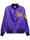 Bode Athlete's Rally Logo-appliquéd Embroidered Satin Bomber Jacket In Violett