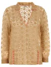 Bode Beige Lace Attic Blouse In Nude