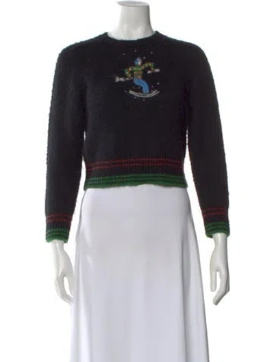 Pre-owned Bode Baby Alpaca Graphic Print Sweater In Black