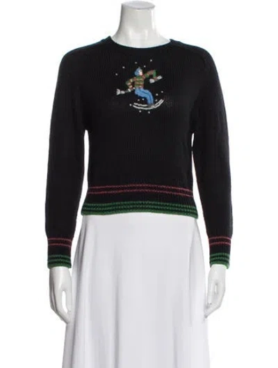 Pre-owned Bode Baby Alpaca Graphic Print Sweater In Black